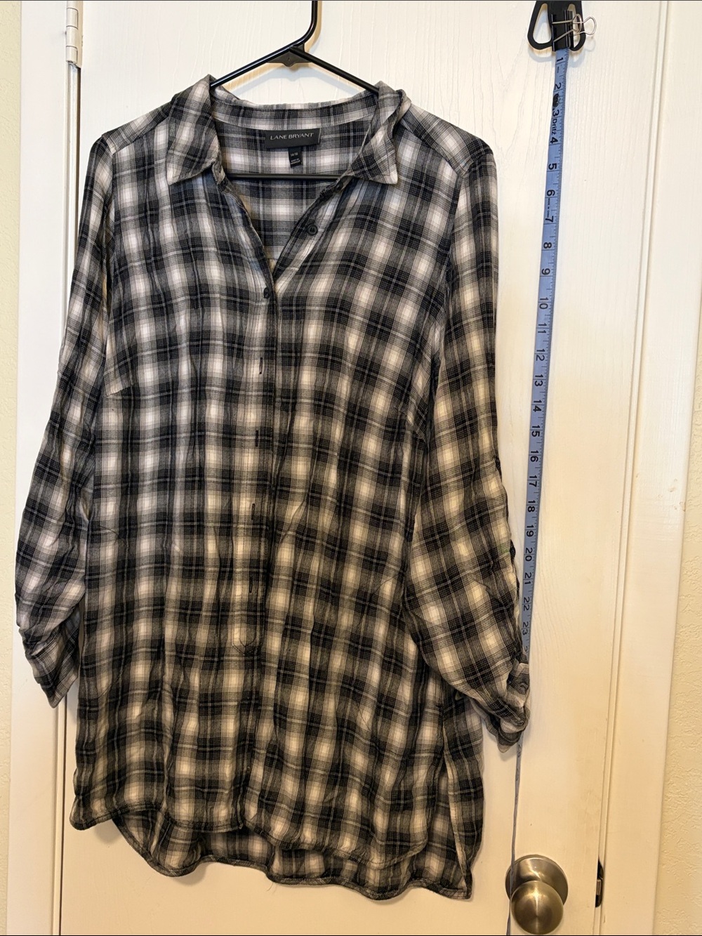 Lane Bryant Black and White Plaid Button-Down Tunic